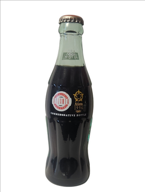 Coca-Cola Green Glass 1996 Olypic Atlanta Commemorative Bottle with Black Cola
